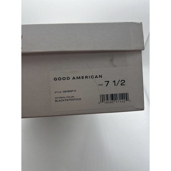 NWT Good American Black Patent Leather Shiny Block Heel Ankle Booties Size 7.5 - Picture 9 of 10